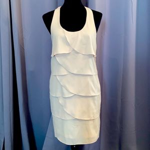 Sexy cream LOVE NOTES Medium fully lined pleated dress. Sexy outer back zipper